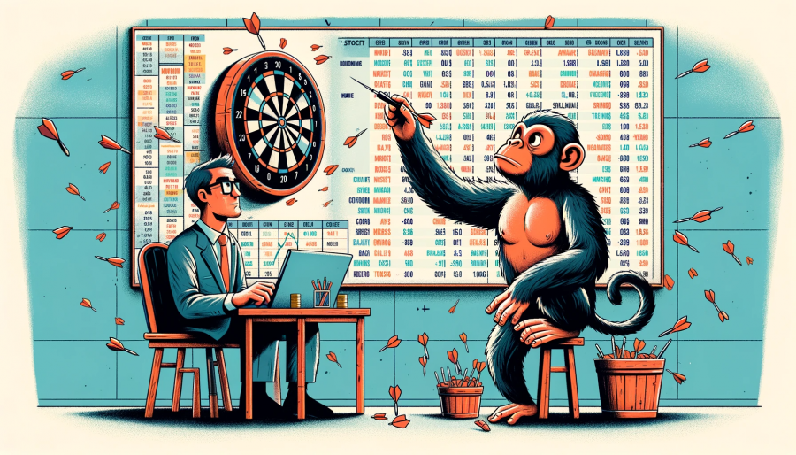 Affe gegen Analyst Aktienprognosen